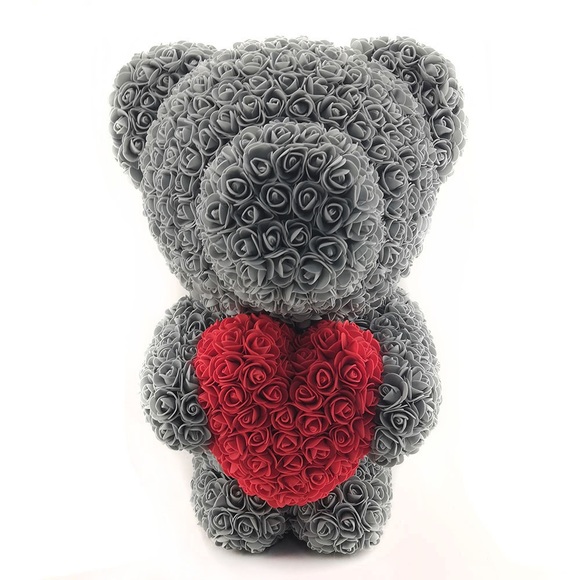 60cm Rose Bear - Grey - Picture 2 of 3